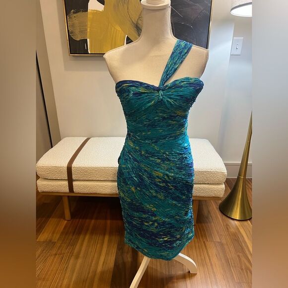 Monique Lhullier watercolor silk dress, size 2 - Picture 9 of 10